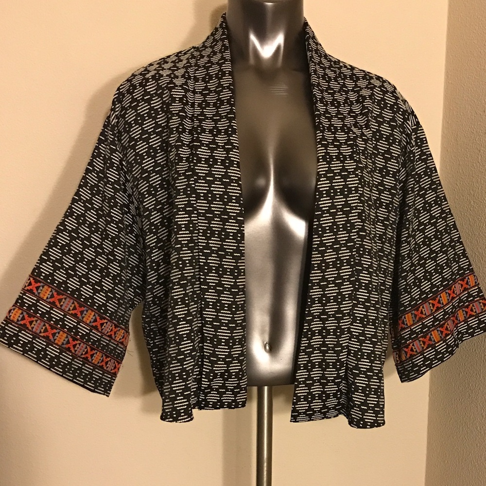 Open Front Print Jacket